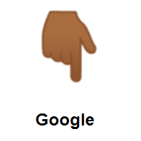 Backhand Index Pointing Down: Medium-Dark Skin Tone on Google Android