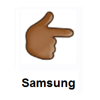 Backhand Index Pointing Right: Medium-Dark Skin Tone on Samsung