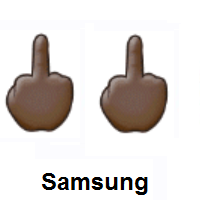 Double Middle Finger: Dark Skin Tone on Samsung