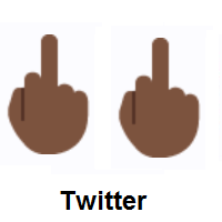 Double Middle Finger: Dark Skin Tone on Twitter Twemoji