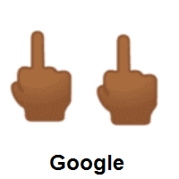 Double Middle Finger: Medium-Dark Skin Tone on Google Android