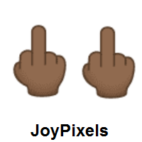 Double Middle Finger: Medium-Dark Skin Tone on JoyPixels