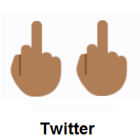 Double Middle Finger: Medium-Dark Skin Tone on Twitter Twemoji