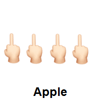 Four Times Middle Finger: Light Skin Tone on Apple iOS
