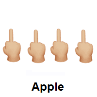 Four Times Middle Finger: Medium-Light Skin Tone on Apple iOS