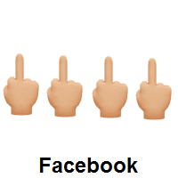 Four Times Middle Finger: Medium-Light Skin Tone on Facebook