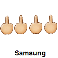 Four Times Middle Finger: Medium-Light Skin Tone on Samsung