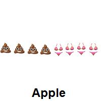 Four Times Pile of Poo and Four Times Bikini on Apple iOS