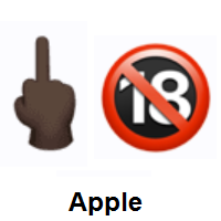 Middle Finger: Dark Skin Tone and No One Under Eighteen on Apple iOS