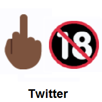 Middle Finger: Dark Skin Tone and No One Under Eighteen on Twitter Twemoji