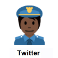 Police Officer: Dark Skin Tone on Twitter Twemoji