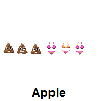 Three Times Pile of Poo and Three Times Bikini on Apple iOS