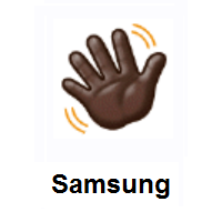 Waving Hand: Dark Skin Tone on Samsung