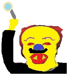 Horror Clown with his Left-Pointing Magnifying Glass
