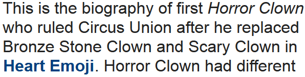 Story: Horror Clown the First