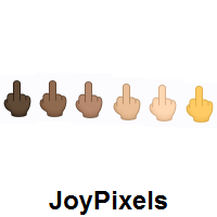 Six Versions of Middle Finger on JoyPixels