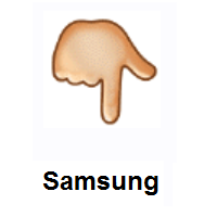 Backhand Index Pointing Down: Medium-Light Skin Tone on Samsung