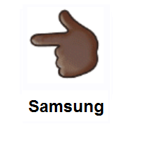 Backhand Index Pointing Left: Dark Skin Tone on Samsung