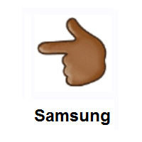 Backhand Index Pointing Left: Medium-Dark Skin Tone on Samsung