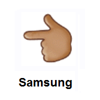 Backhand Index Pointing Left: Medium Skin Tone on Samsung