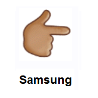 Backhand Index Pointing Right: Medium Skin Tone on Samsung