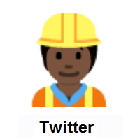 Construction Worker: Dark Skin Tone on Twitter Twemoji