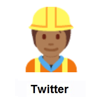 Construction Worker: Medium-Dark Skin Tone on Twitter Twemoji