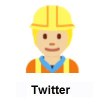 Construction Worker: Medium-Light Skin Tone on Twitter Twemoji