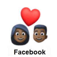 Couple with Heart: Dark Skin Tone on Facebook