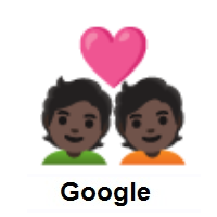 Couple with Heart: Dark Skin Tone on Google Android