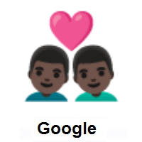 Couple with Heart: Man, Man: Dark Skin Tone on Google Android