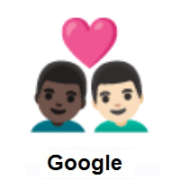 Couple with Heart: Man, Man: Dark Skin Tone, Light Skin Tone on Google Android