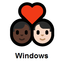 Couple with Heart: Man, Man: Dark Skin Tone, Light Skin Tone on Microsoft Windows