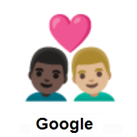 Couple with Heart: Man, Man: Dark Skin Tone, Medium-Light Skin Tone on Google Android