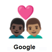 Couple with Heart: Man, Man: Dark Skin Tone, Medium Skin Tone on Google Android