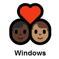 Couple with Heart: Man, Man: Dark Skin Tone, Medium Skin Tone on Microsoft Windows