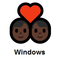 Couple with Heart: Man, Man: Dark Skin Tone on Microsoft Windows