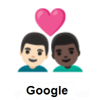 Couple with Heart: Man, Man: Light Skin Tone, Dark Skin Tone on Google Android