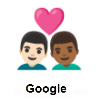 Couple with Heart: Man, Man: Light Skin Tone, Medium-Dark Skin Tone on Google Android