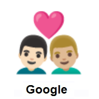 Couple with Heart: Man, Man: Light Skin Tone, Medium-Light Skin Tone on Google Android