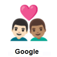 Couple with Heart: Man, Man: Light Skin Tone, Medium Skin Tone on Google Android