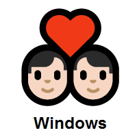 Couple with Heart: Man, Man: Light Skin Tone on Microsoft Windows