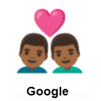 Couple with Heart: Man, Man: Medium-Dark Skin Tone on Google Android