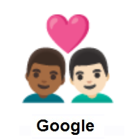 Couple with Heart: Man, Man: Medium-Dark Skin Tone, Light Skin Tone on Google Android