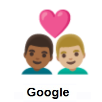 Couple with Heart: Man, Man: Medium-Dark Skin Tone, Medium-Light Skin Tone on Google Android