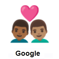 Couple with Heart: Man, Man: Medium-Dark Skin Tone, Medium Skin Tone on Google Android
