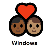 Couple with Heart: Man, Man: Medium-Dark Skin Tone, Medium Skin Tone on Microsoft Windows