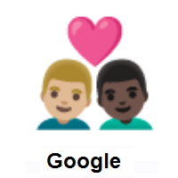 Couple with Heart: Man, Man: Medium-Light Skin Tone, Dark Skin Tone on Google Android