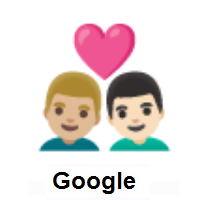 Couple with Heart: Man, Man: Medium-Light Skin Tone, Light Skin Tone on Google Android