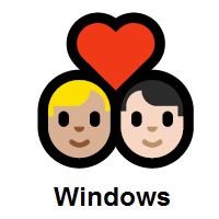 Couple with Heart: Man, Man: Medium-Light Skin Tone, Light Skin Tone on Microsoft Windows